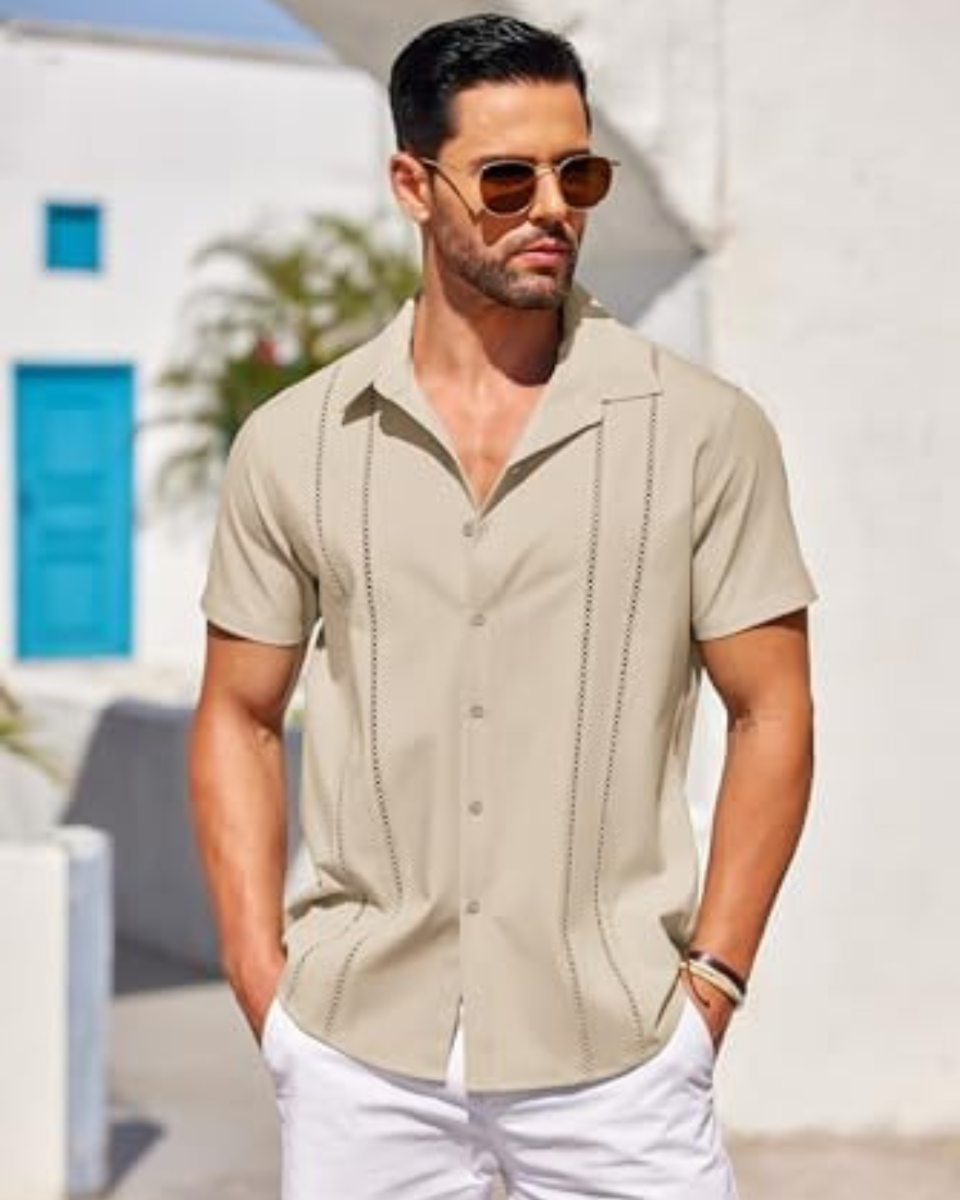 Camisa Guayabera de Linho Cubano para Homem Frescura e Estilo Intemporal®