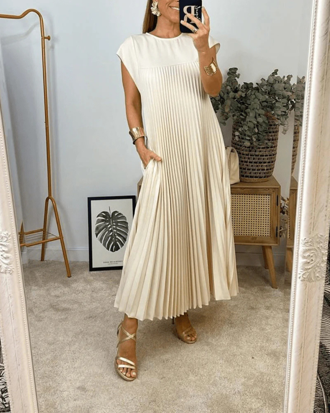 Vestido Longo com Pregas Finas Elegância Atemporal®