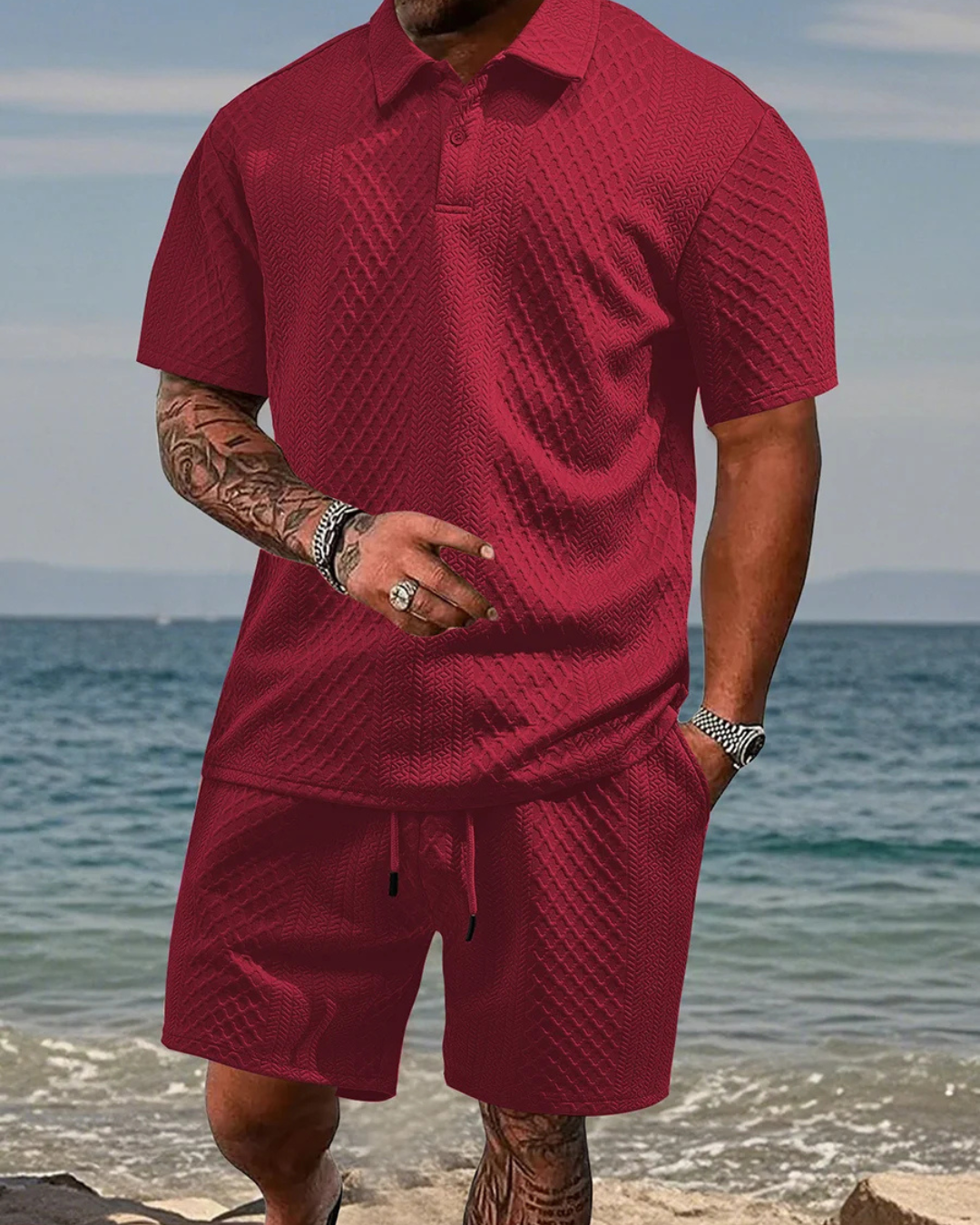 Conjunto de camisola de manga curta e calções para homem®