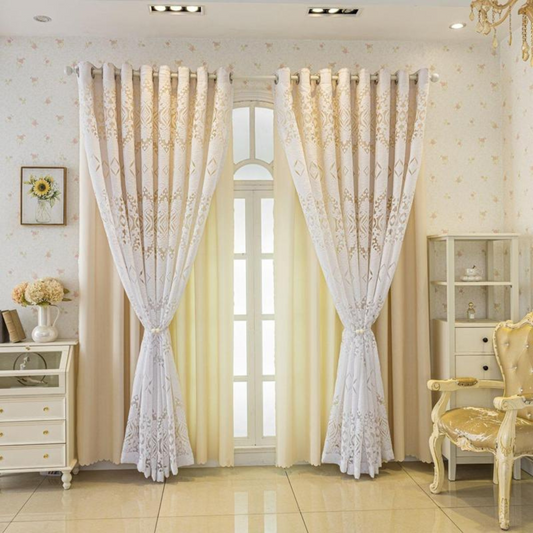 Cortina Dupla de Tecido Espesso com Bloqueio de Luz e Design Moderno (Dimensões 265 cm de comprimento x 166 cm Largura)®