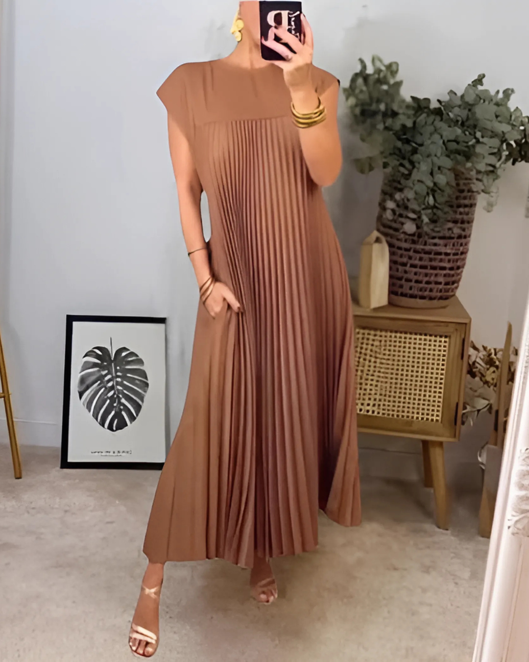 Vestido Longo com Pregas Finas Elegância Atemporal®
