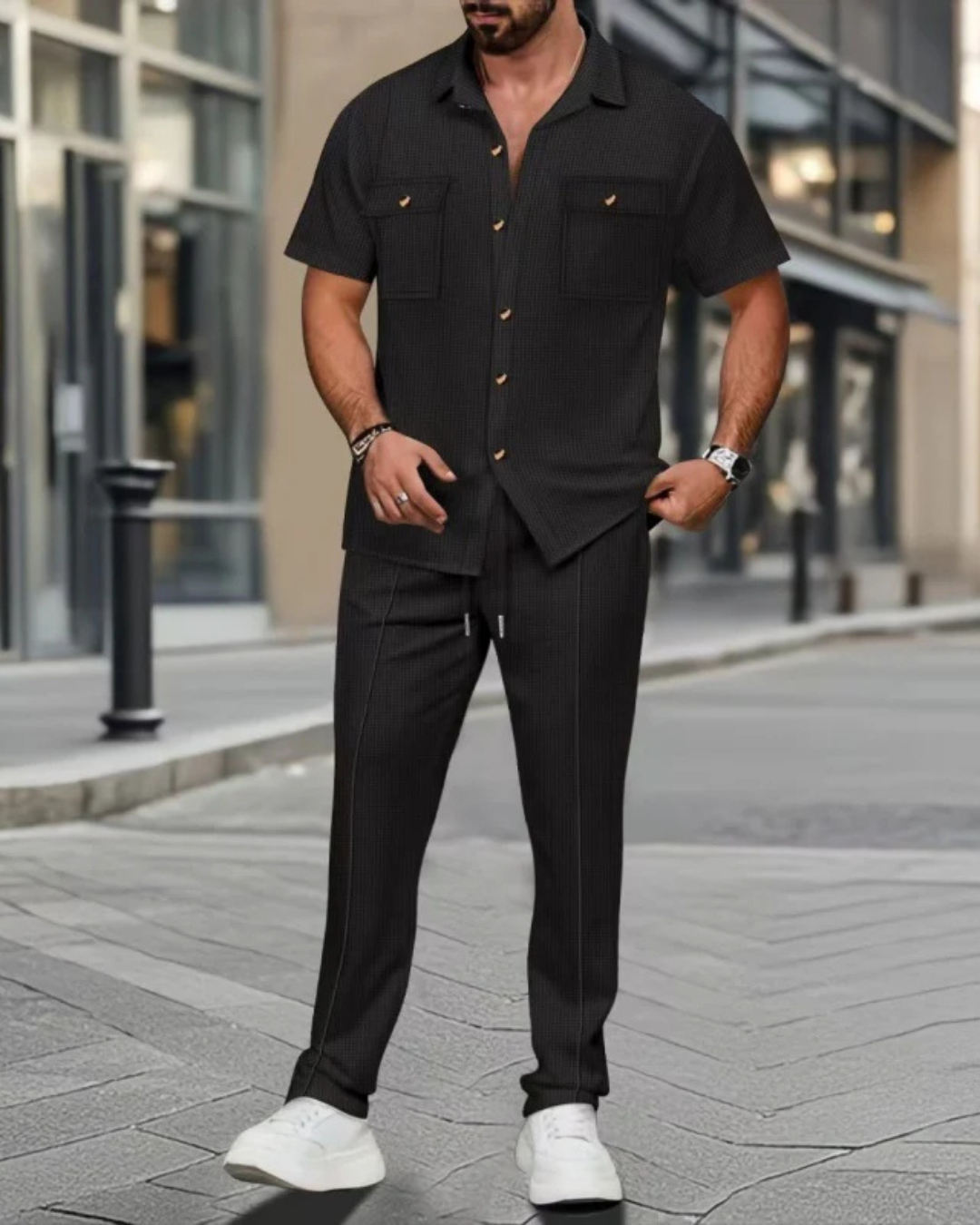 Conjunto casual de duas peças em algodão e linho®