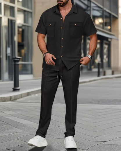Conjunto casual de duas peças em algodão e linho®