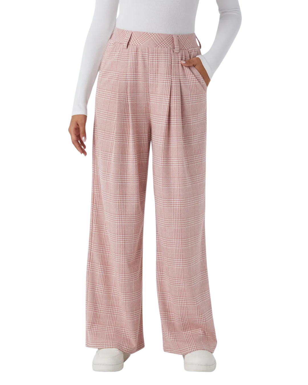 Calças Casuais de Cintura Alta com Bolsos Laterais para Mulher®