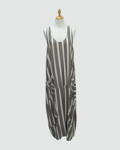 Vestido largo às riscas com bolso®