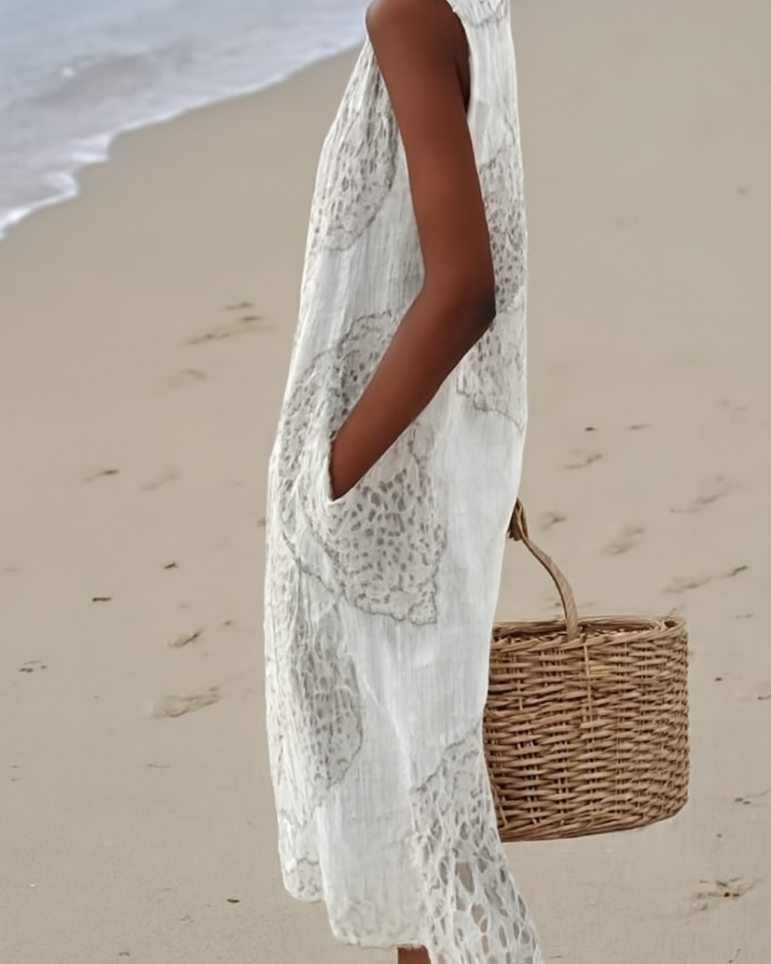 Vestido estampado longo com corte fluido®