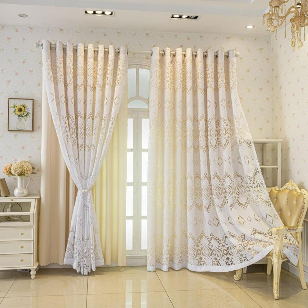 Cortina Dupla de Tecido Espesso com Bloqueio de Luz e Design Moderno (Dimensões 265 cm de comprimento x 166 cm Largura)®