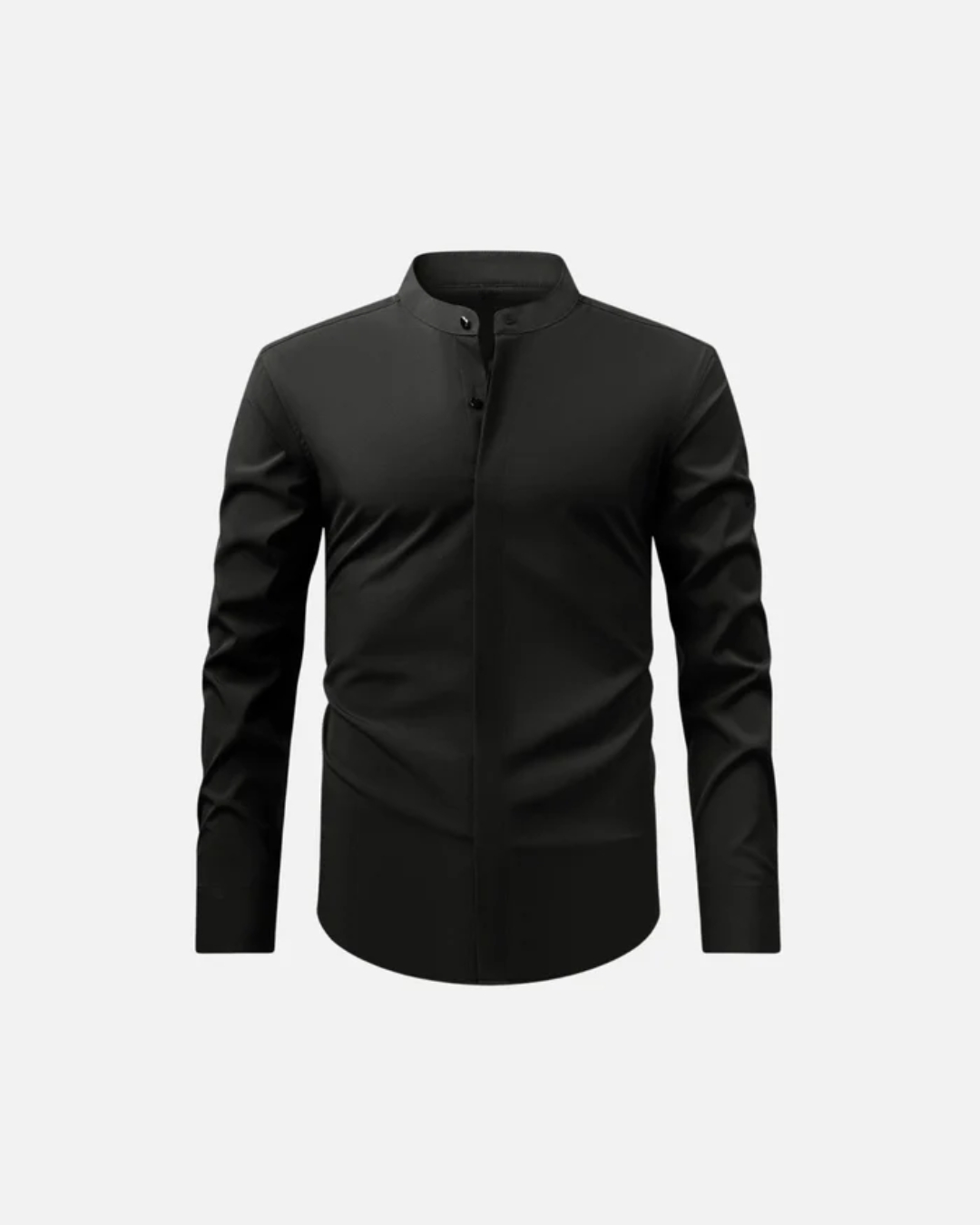Camisa de manga comprida com gola mao e fecho oculto para homem®