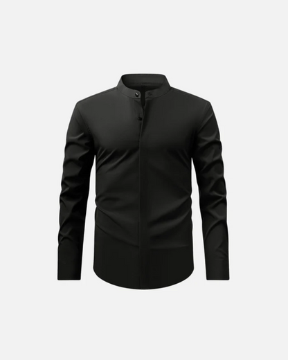 Camisa de manga comprida com gola mao e fecho oculto para homem®