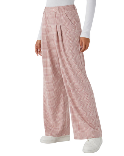 Calças Casuais de Cintura Alta com Bolsos Laterais para Mulher®