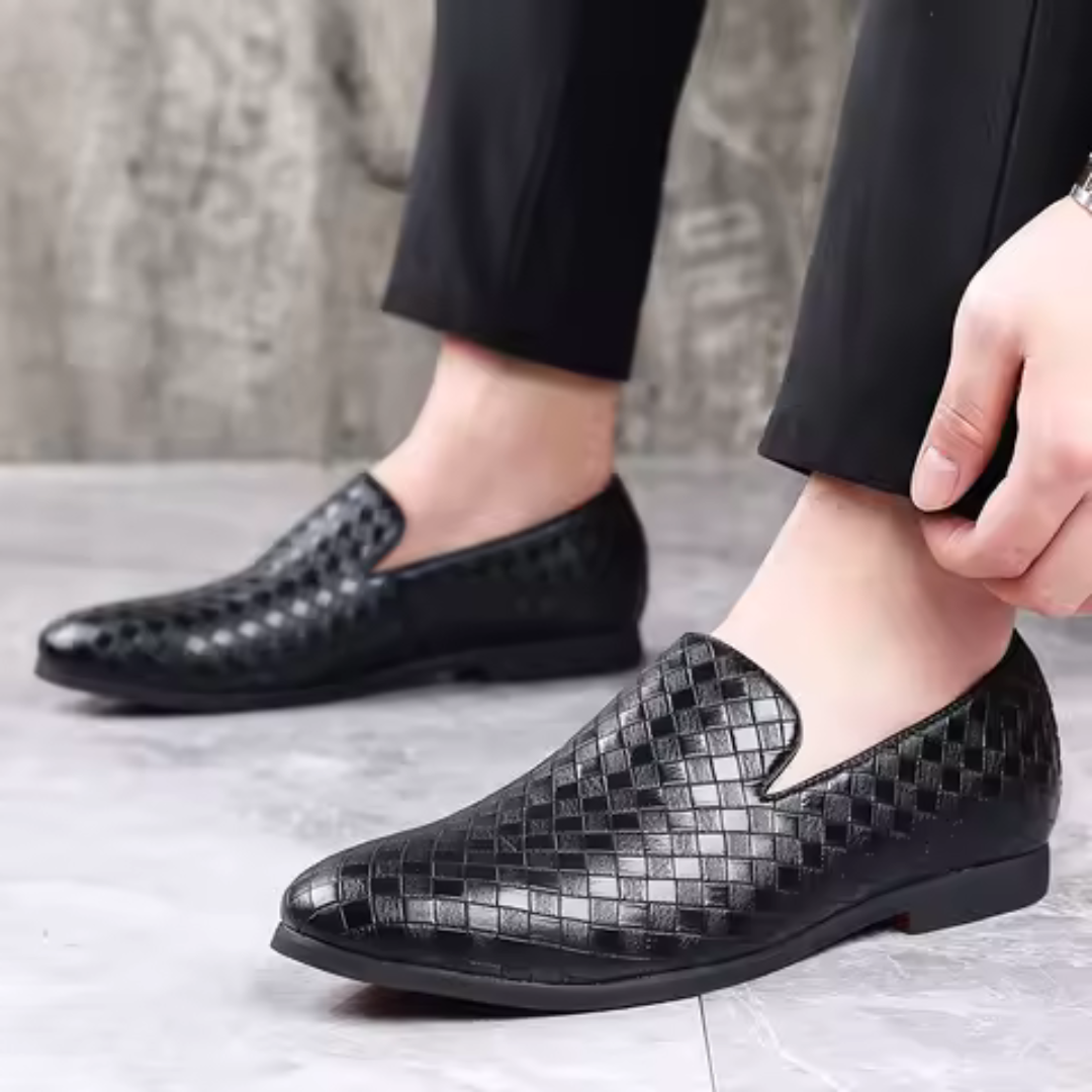 Mocassins em Couro Brilhante com Textura Rugosa para Homen®