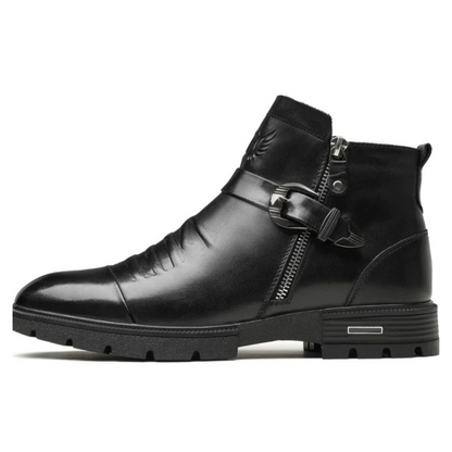 Botins em Pele Preta com Fecho de Correr Lateral para um Visual Arrojado e Sofisticado®