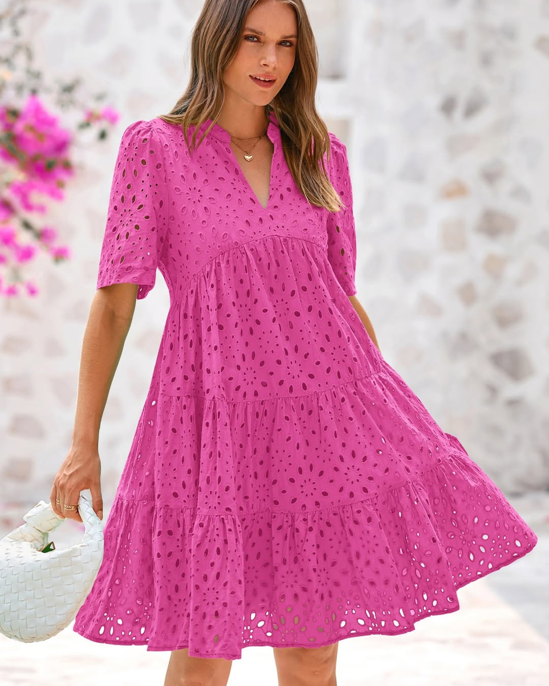 Minivestido Casual Elegante para Mulher com Renda Aberta e Folhos®
