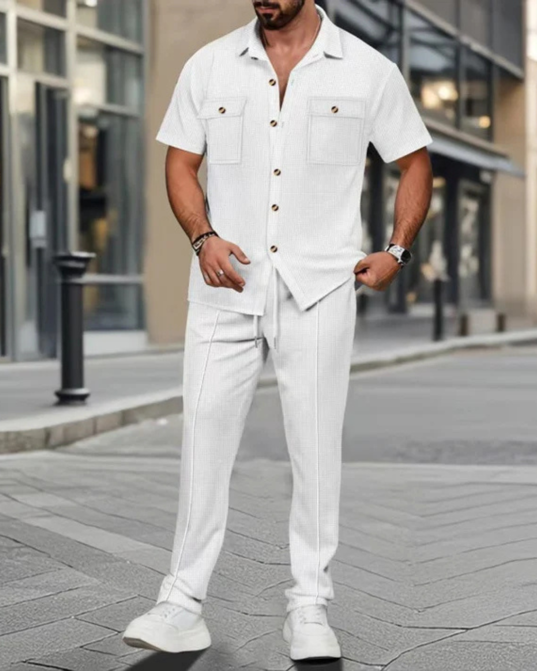 Conjunto casual de duas peças em algodão e linho®