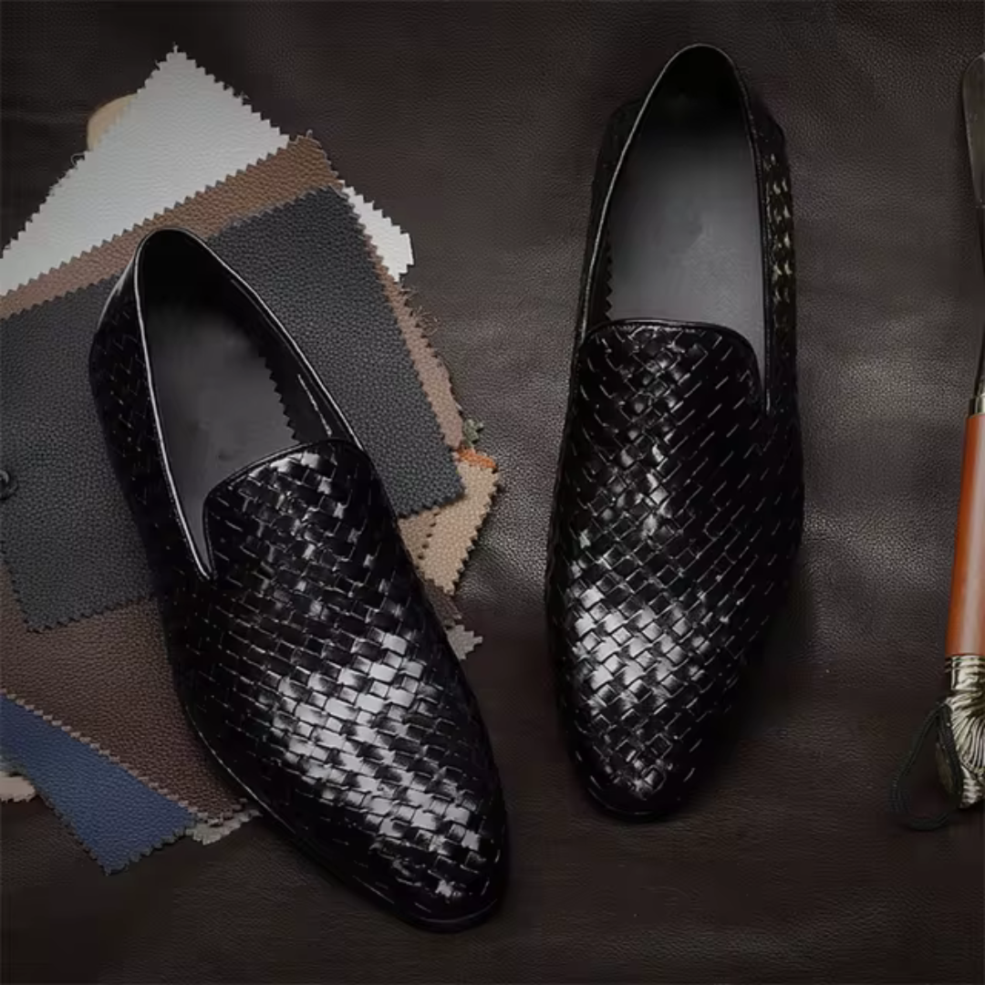 Mocassins em Couro Brilhante com Textura Rugosa para Homen®