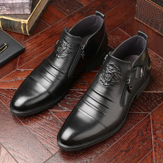 Botins em Pele Preta com Fecho de Correr Lateral para um Visual Arrojado e Sofisticado®