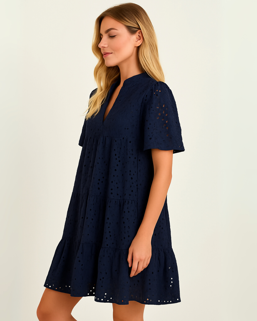 Minivestido Casual Elegante para Mulher com Renda Aberta e Folhos®