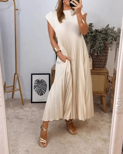 Vestido Longo com Pregas Finas Elegância Atemporal®