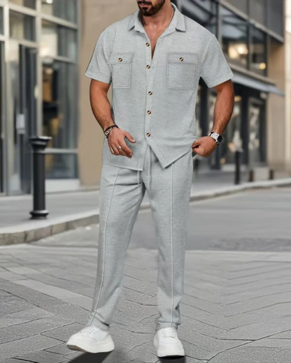 Conjunto casual de duas peças em algodão e linho®