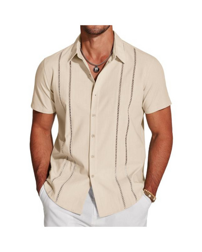 Camisa Guayabera de Linho Cubano para Homem Frescura e Estilo Intemporal®