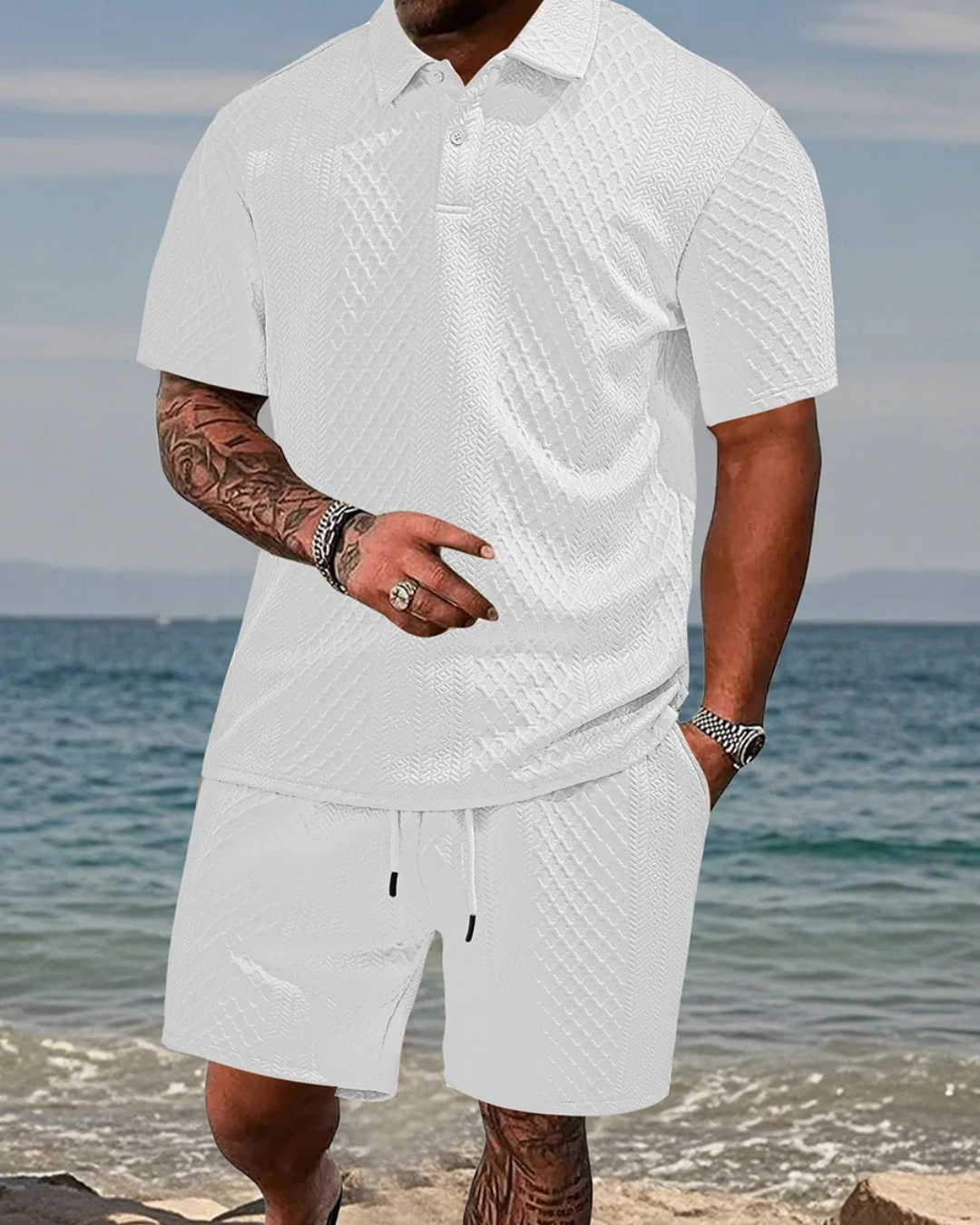 Conjunto de camisola de manga curta e calções para homem®