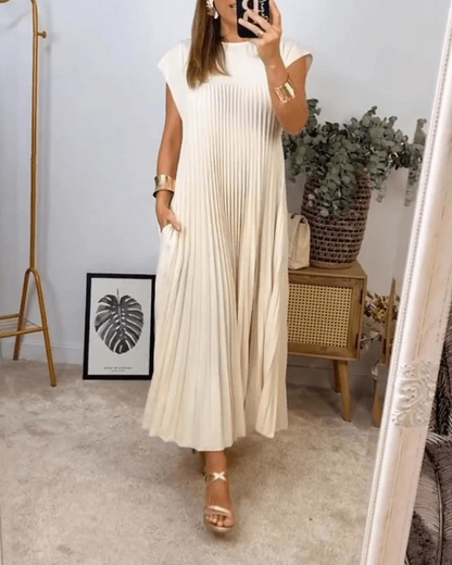 Vestido Longo com Pregas Finas Elegância Atemporal®